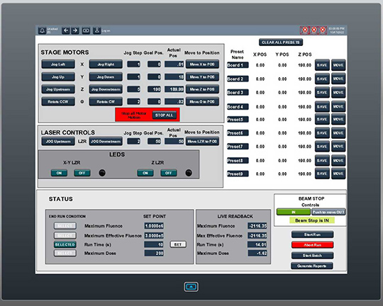Touch-panel control screen