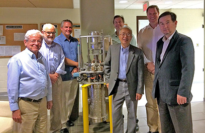 The Experimental Systems Advisory Committee included (pictured left to right) Michael Rowe, Jerry Nolen, James Kerby, Kris Anderson, I-Yang Lee, Jens Dilling, Toshiyuki Kubo.