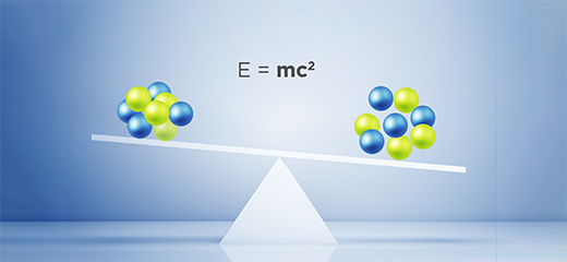The deformed nucleus of zirconium-80 is lighter than the sum of the masses of its 40 protons and 40 neutrons. The missing mass is converted into binding energy through E=mc2. The binding energy is responsible for holding the nucleus together. (Credit: Facility for Rare Isotope Beams)