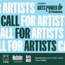 A graphic with the text "Call for artists"